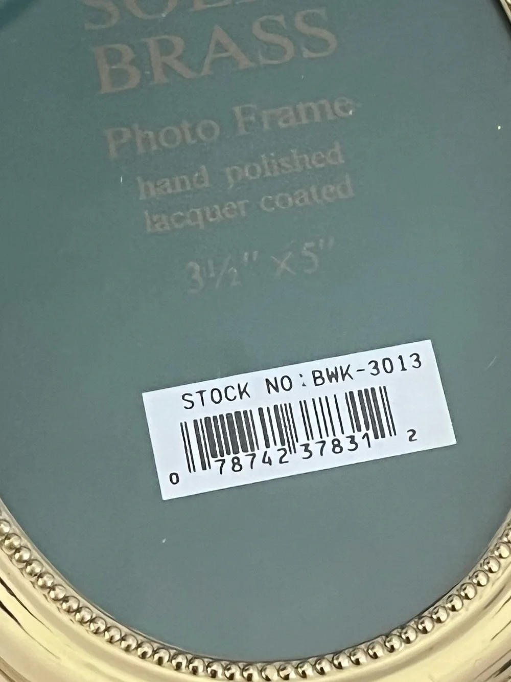 Solid Brass Oval Picture Frame - Gold Finish